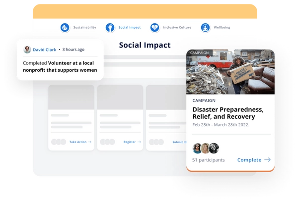 Product screenshot of employee giving and volunteering software