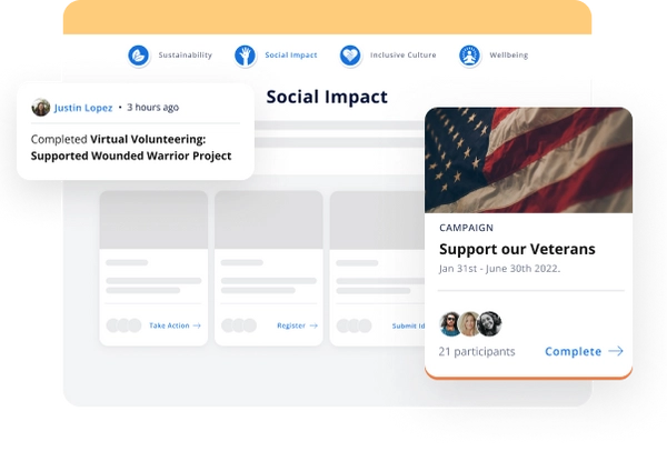 Product screenshot of WeSpire's corporate volunteerism software